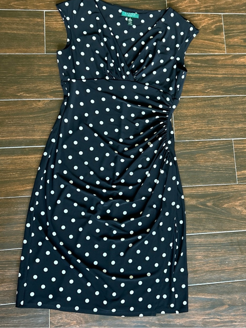 Ralph Lauren Black and White Polka Dot Midi Dress